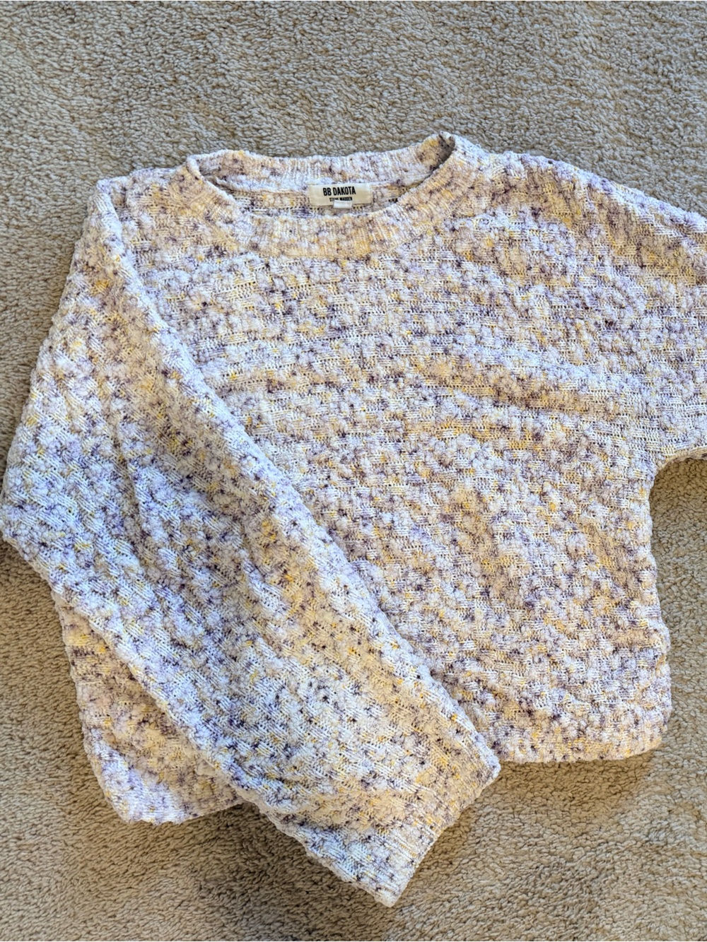 BB Dakota Lavender Cropped Chenille Sweater